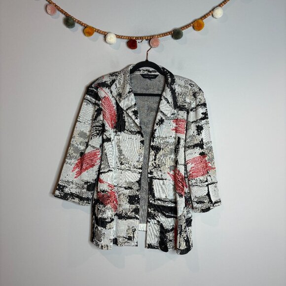 Ming Wang abstract colorful knit open blazer - Picture 2 of 6